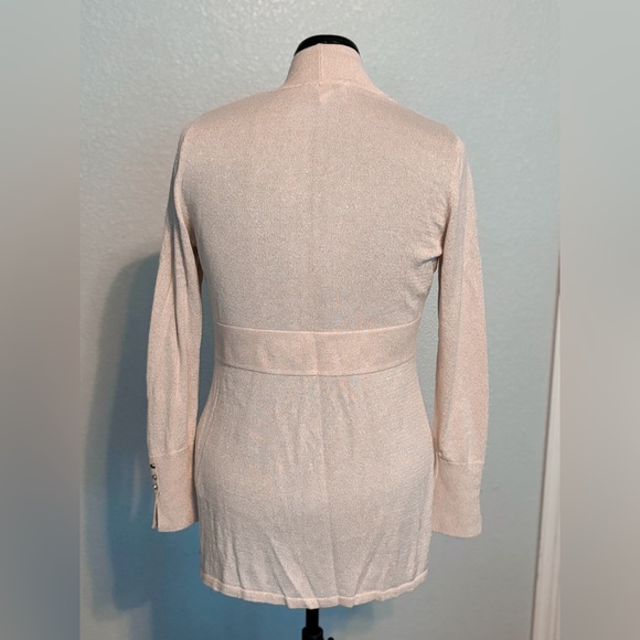 White House Black Market Cream Gold Open Cardigan - Picture 7 of 10